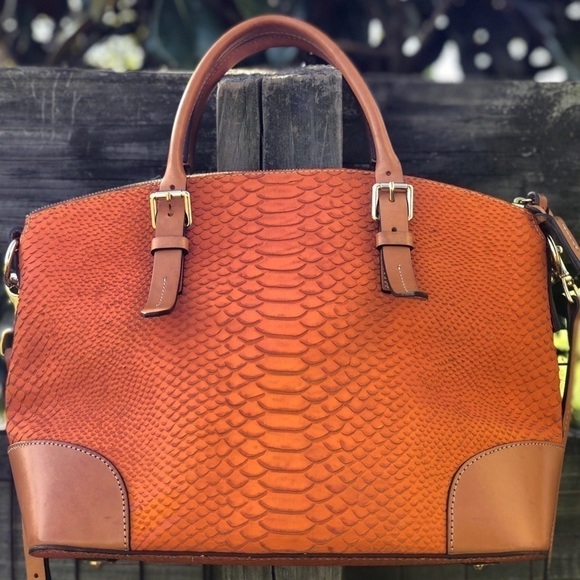 Dooney & Bourke Python Peach Apricot Dome Bag - Picture 2 of 6